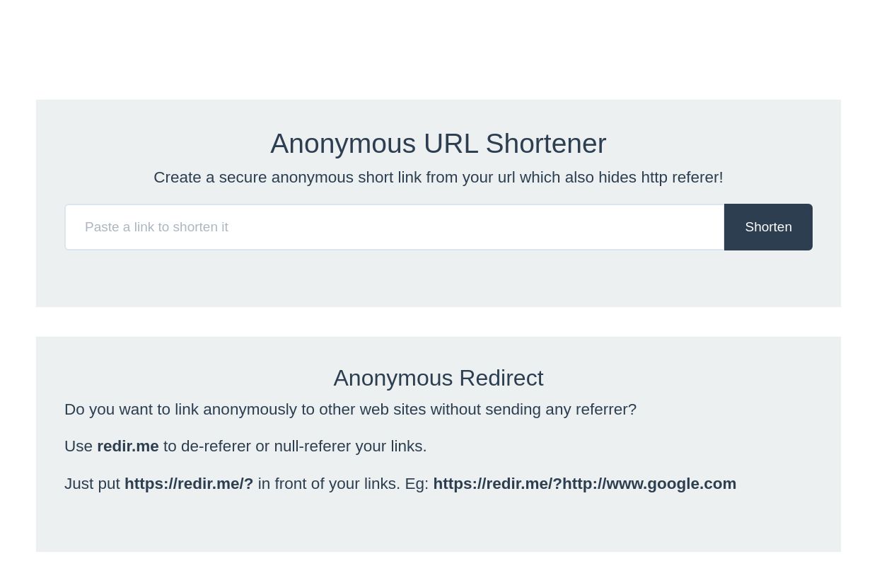 Anonymous URL Shortener and Redirect Service - ReDir.Me